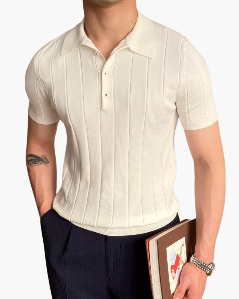 Cannes Striped Cotton Polo Shirt