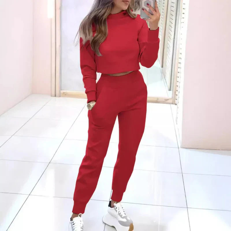Stylowy Damski Dwu-częściowy Dres z Krótkim Swetrem