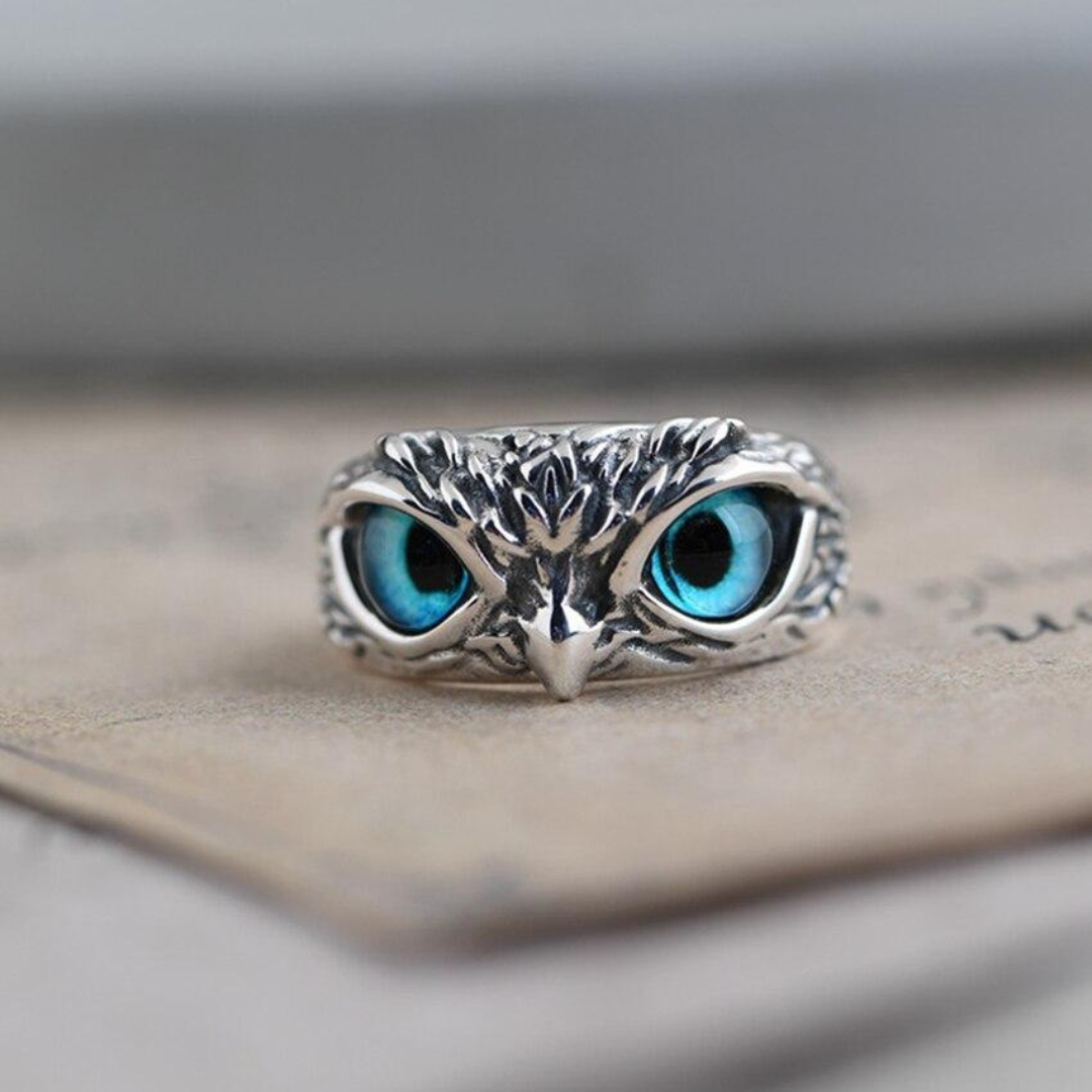 Ophelia Silver Opal Owl Charm Ring