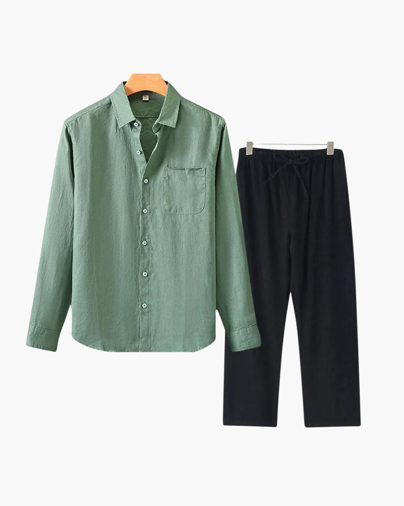 Stylowy Lniany Top z Długim Rękawem