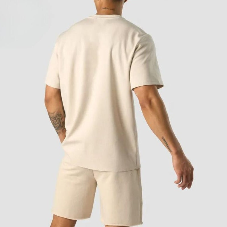 Beżowy Oversized Zestaw Letni dla Panów