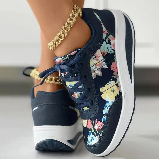 LISA | Stylowe buty sportowe damskie z kwiatowym motywem