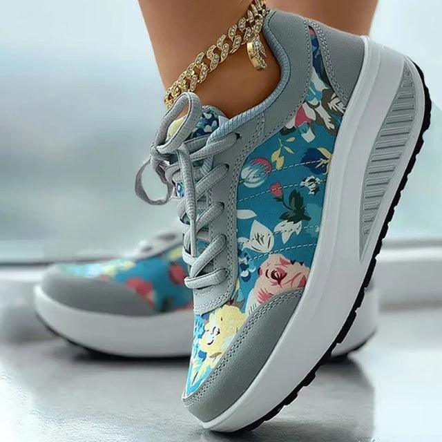 LISA | Stylowe buty sportowe damskie z kwiatowym motywem