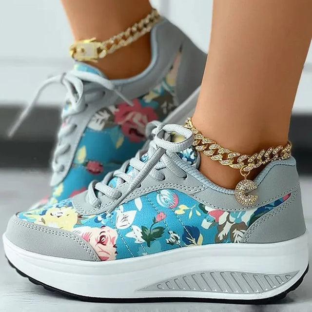 LISA | Stylowe buty sportowe damskie z kwiatowym motywem