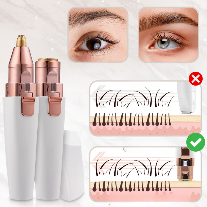 FlawlessBrow - Podwójny Trymer do Brwi i Twarzy w Eleganckim Białym Wykończeniu