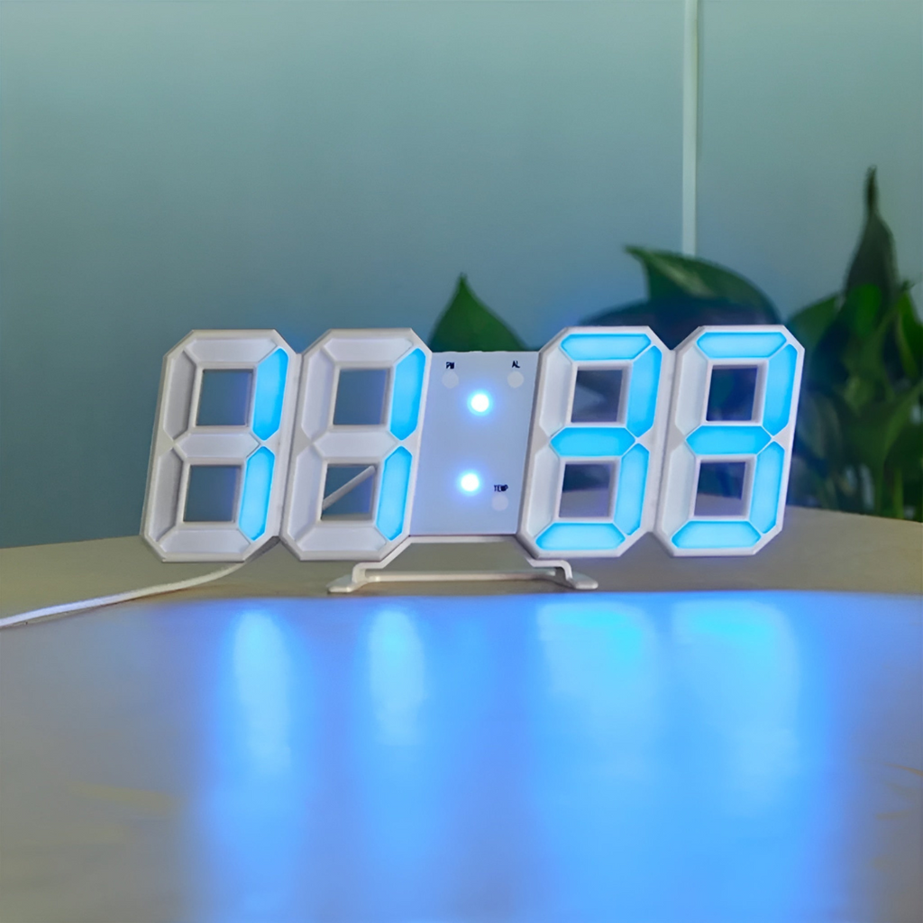 Nowoczesny Zegar Ścienny LED 3D z Cyfrowym Wyświetlaczem i Łatwą Obsługą