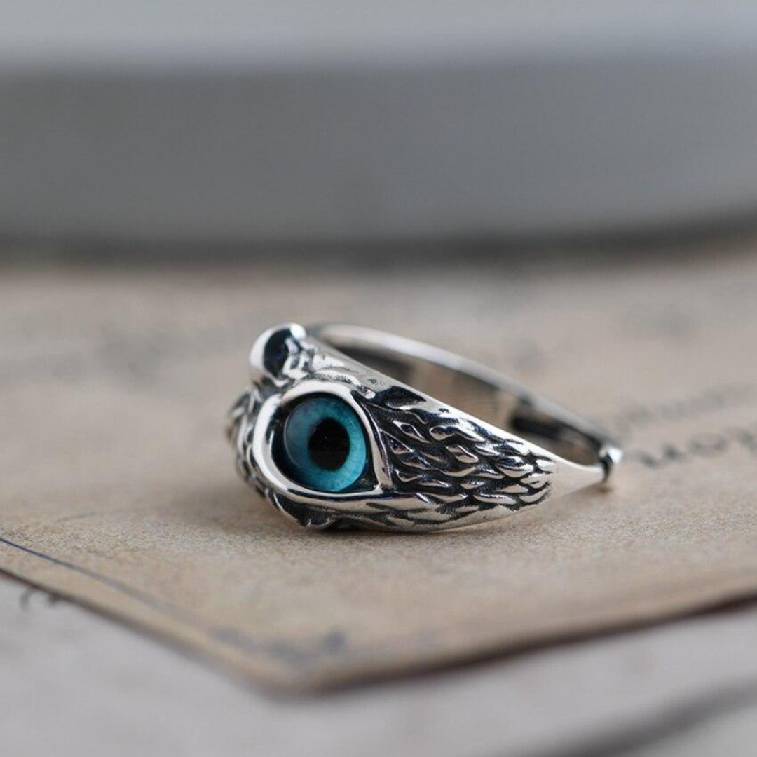 Ophelia Silver Opal Owl Charm Ring