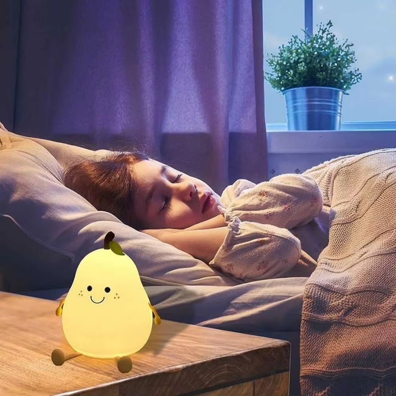 Miękka lampka nocna w kształcie gruszki z funkcją świecenia