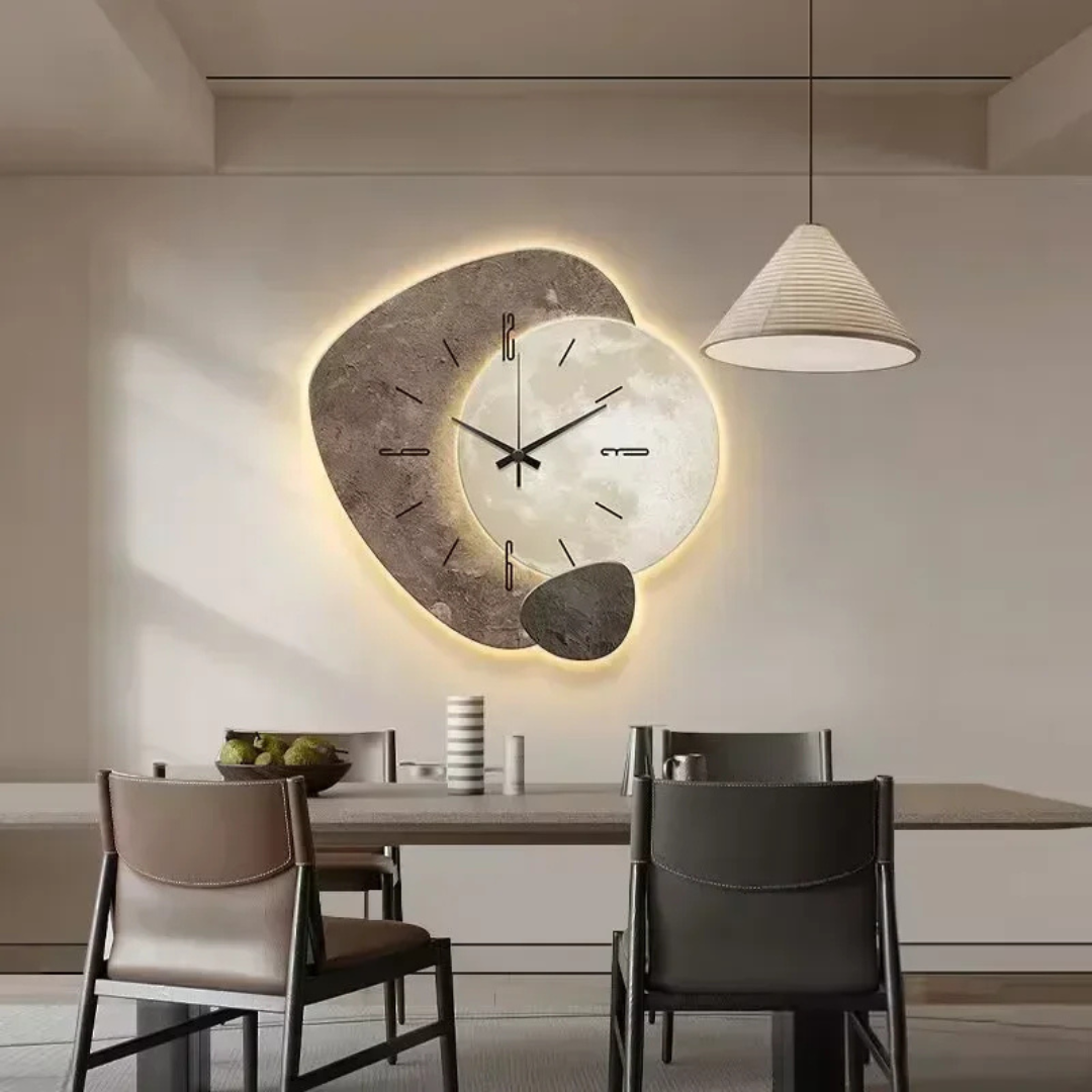 Elegancki Drewniany Zegar Ścienny z Efektem LED Brisva