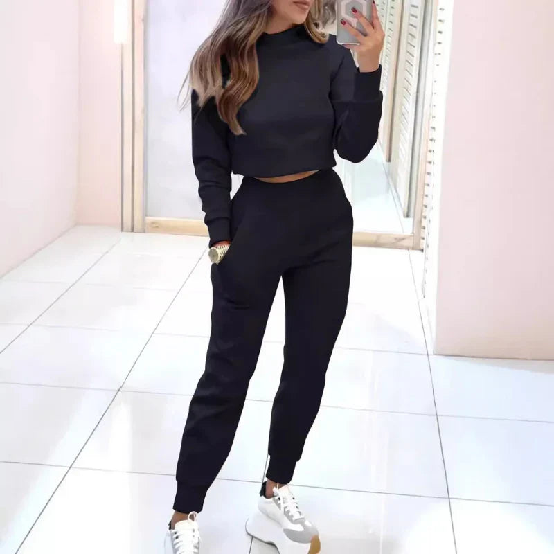 Stylowy Damski Dwu-częściowy Dres z Krótkim Swetrem