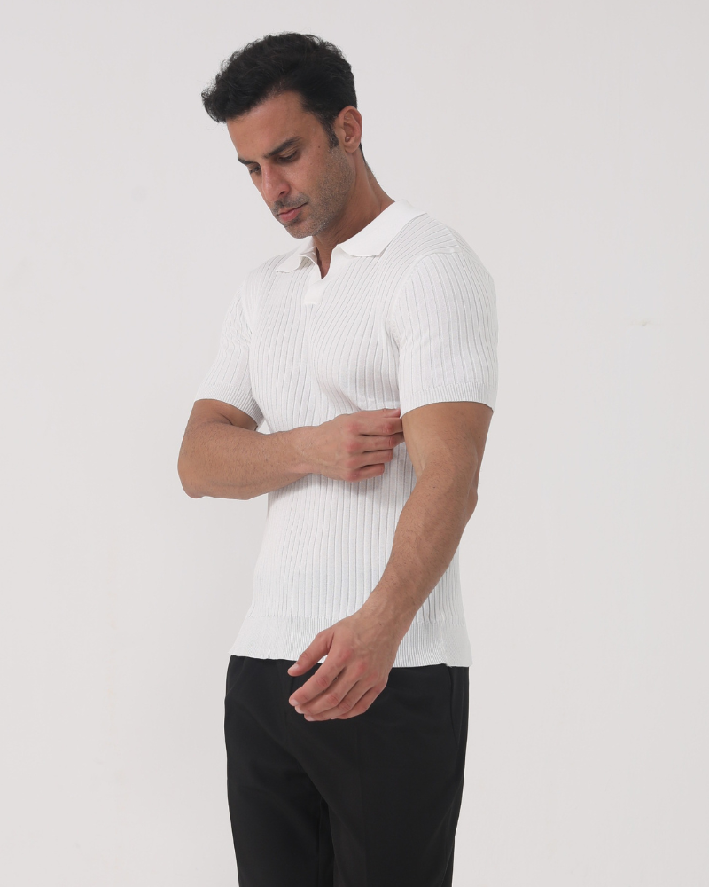 Florencja - Prążkowane Polo z Bawełny