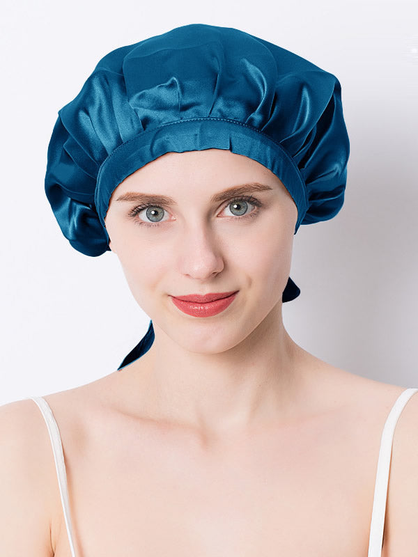 DreamWrap - Klasyczna jedwabna czapka do spania z ozdobnymi wstążkami