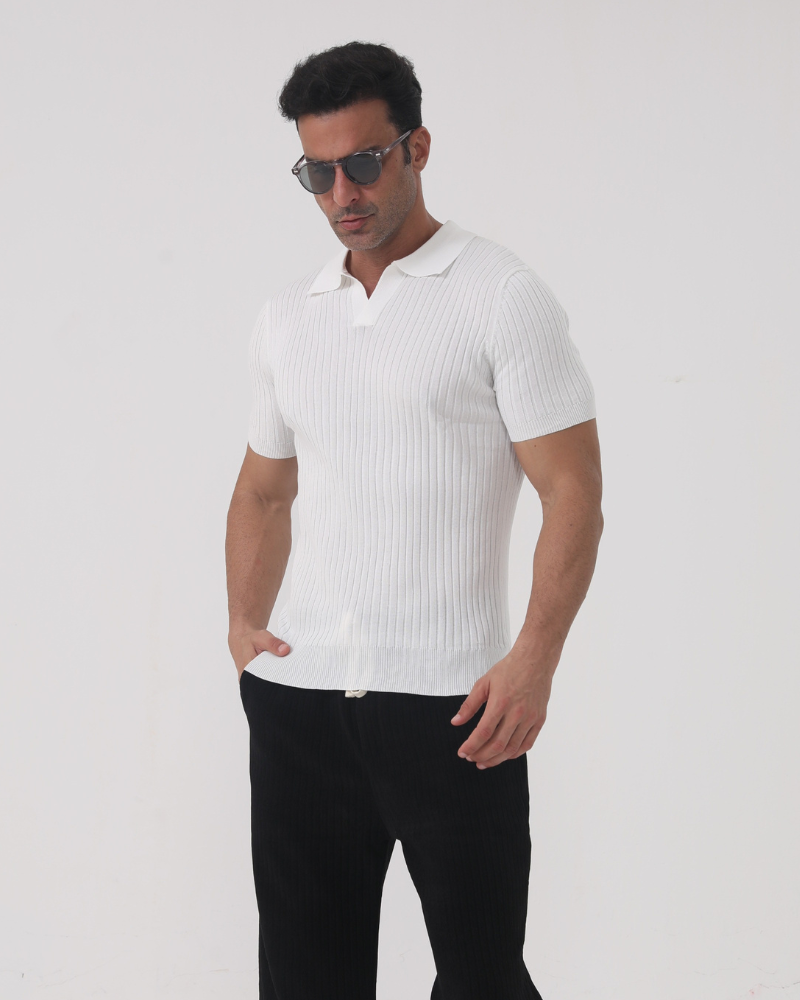 Florencja - Prążkowane Polo z Bawełny