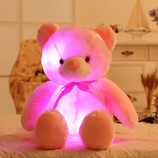 Miś LED z Zmiennym Kolorem - Przytulny i Miękki Pluszak - Idealny dla Komfortu i Pocieszenia - Wysokość 32 cm