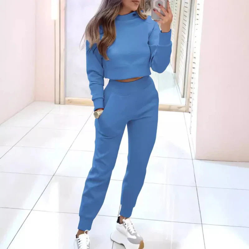 Stylowy Damski Dwu-częściowy Dres z Krótkim Swetrem
