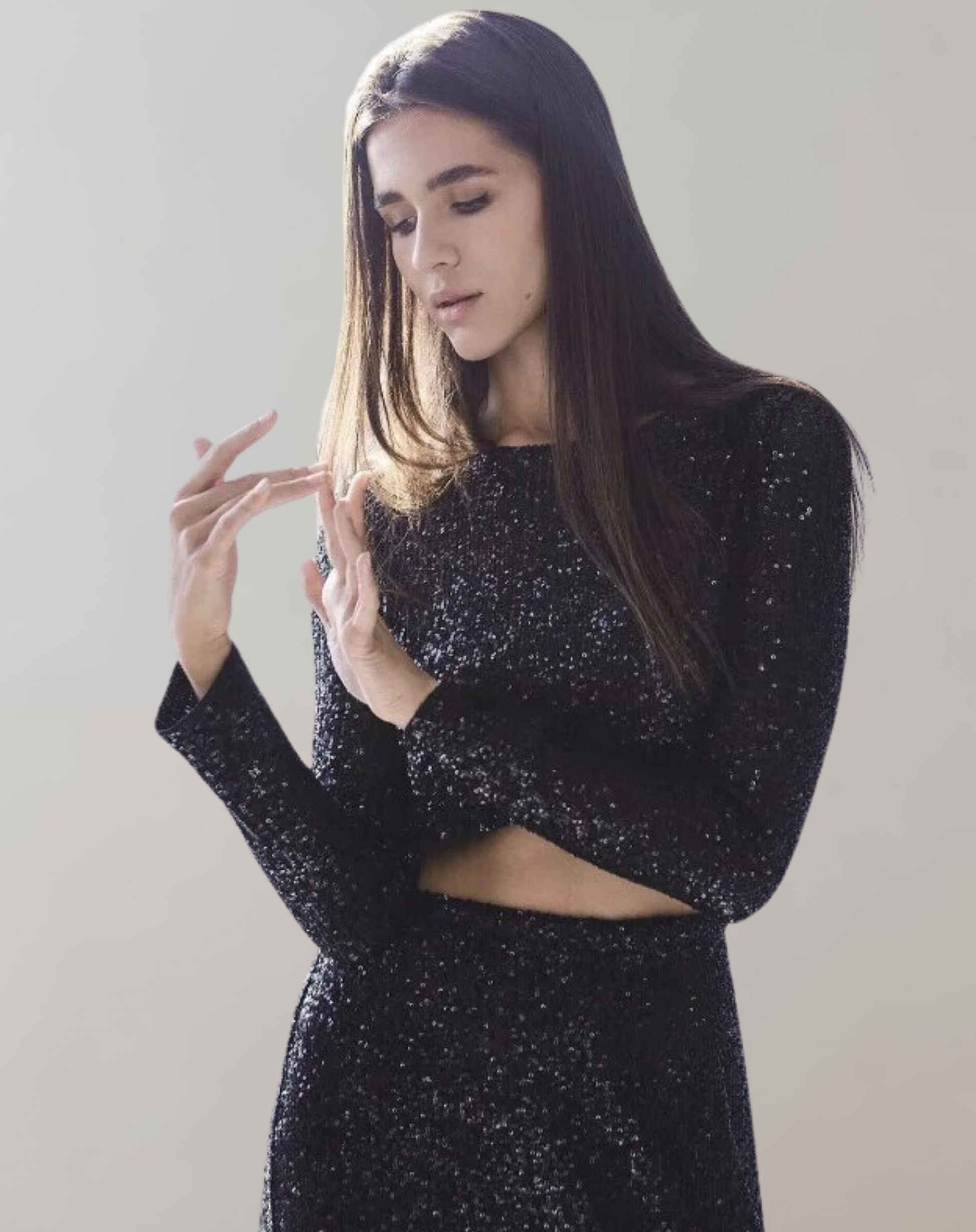 FAYE | Błyszczący crop top z cekinami dla kobiet
