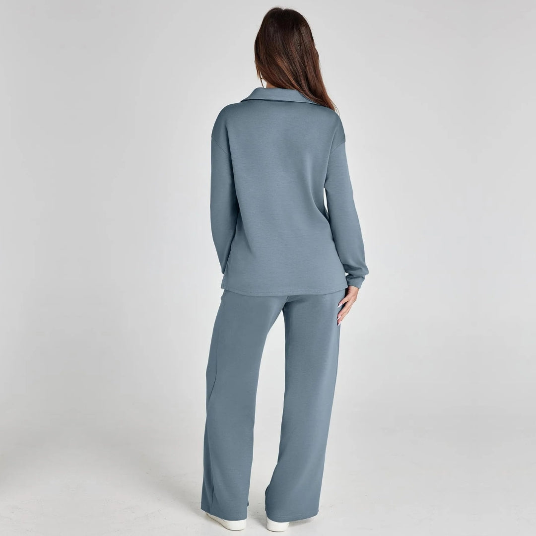 Eline | Ekskluzywny Zestaw Loungewear z Wygodnymi Spodniami i V-kształtnym Designem