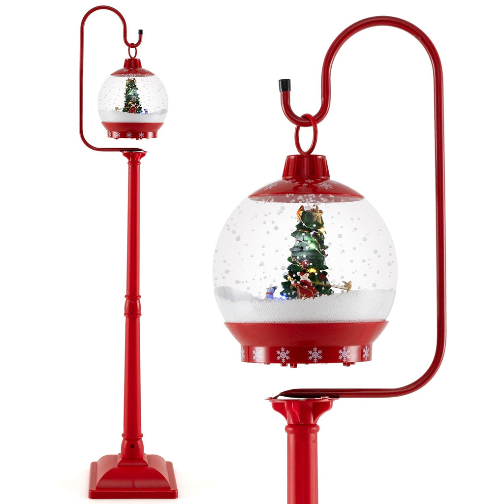 HolidayPost – 68-inch Christmas Lamp with Enchanted Snow Globe