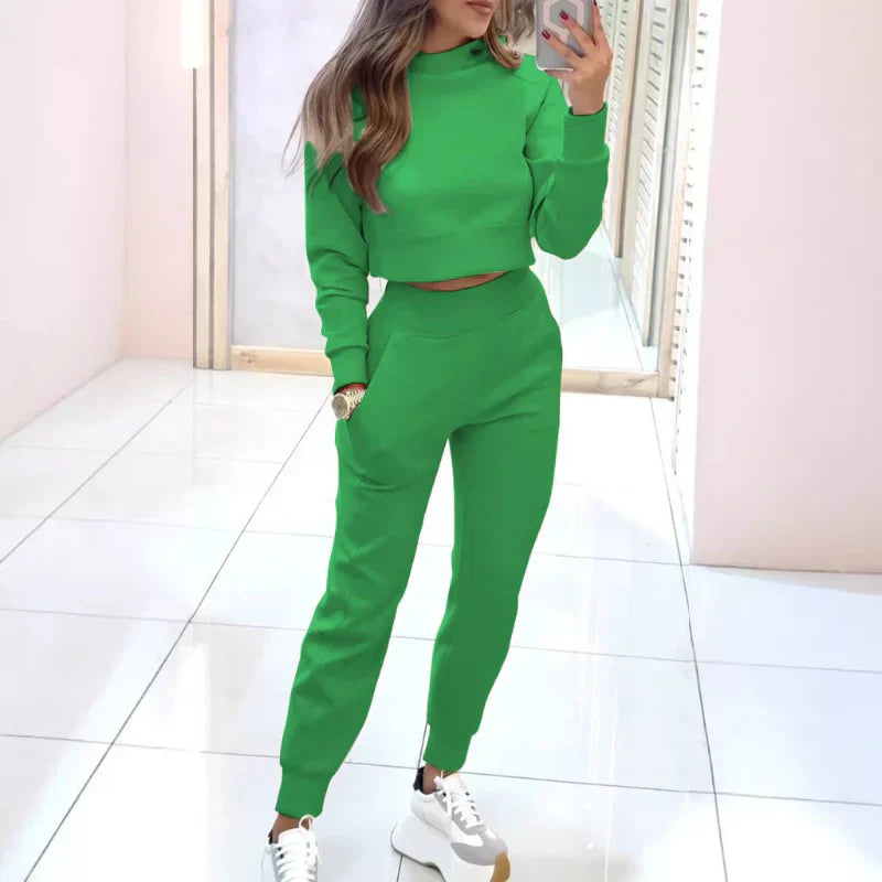 Stylowy Damski Dwu-częściowy Dres z Krótkim Swetrem