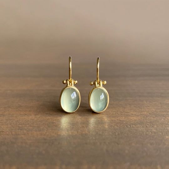 Elina Vintage Earrings with Green Moonstone