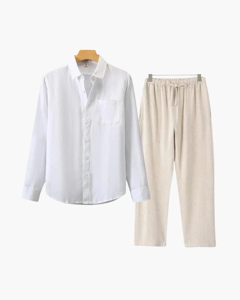 Stylowy Lniany Top z Długim Rękawem