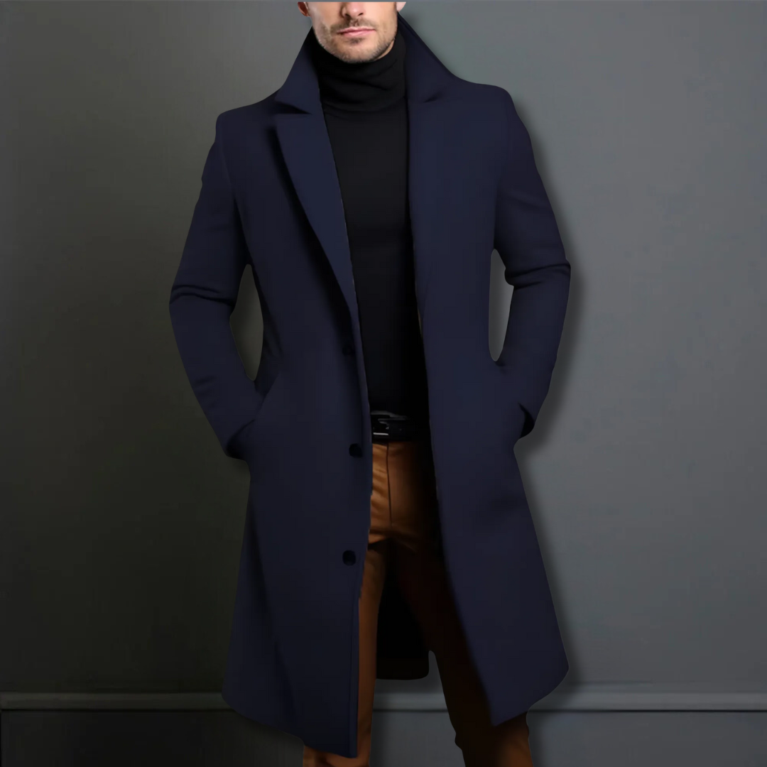 TOM - Męski klasyczny płaszcz o slim fit