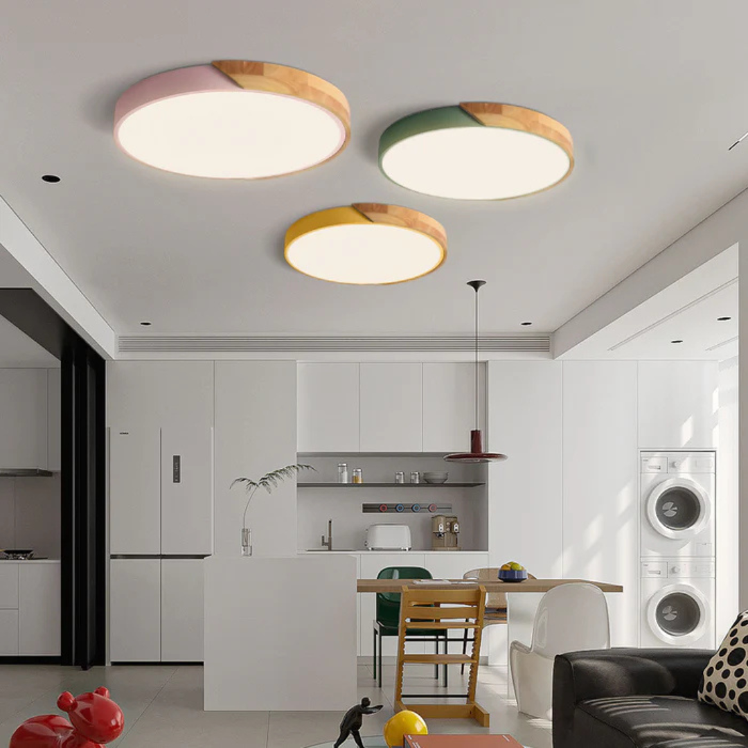 Delos - Skandynawska Drewniana Lampa sufitowa LED