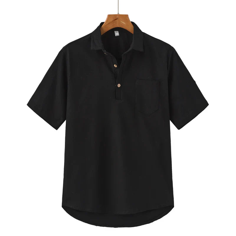 River Blouse - Short Sleeve Linen Polo