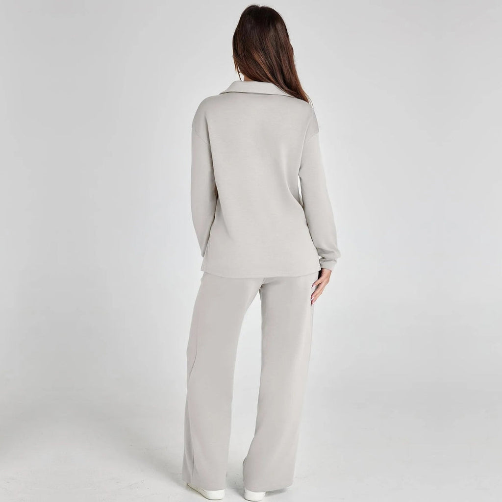 Eline | Ekskluzywny Zestaw Loungewear z Wygodnymi Spodniami i V-kształtnym Designem