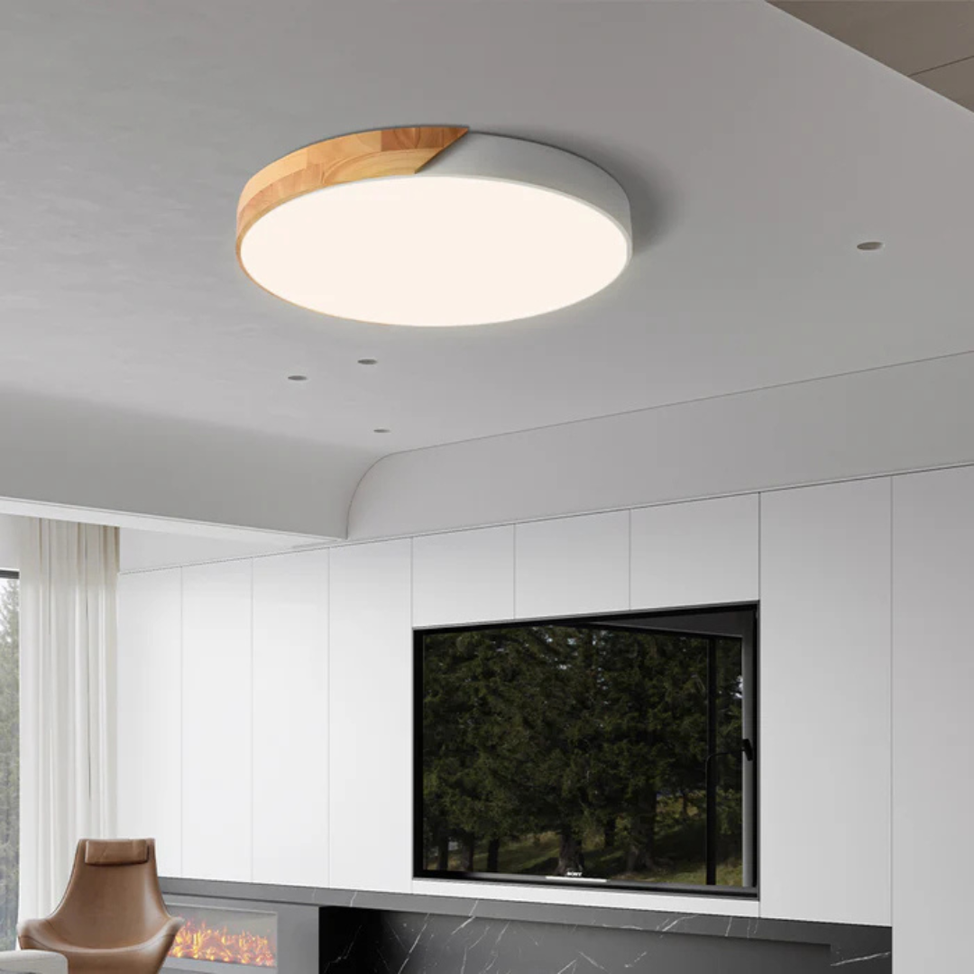 Delos - Skandynawska Drewniana Lampa sufitowa LED