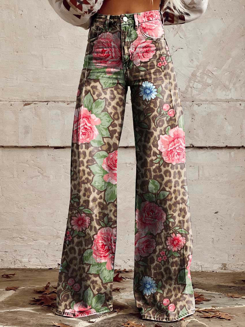 BEA - Eleganckie dżinsy z kwiatowym wzorem