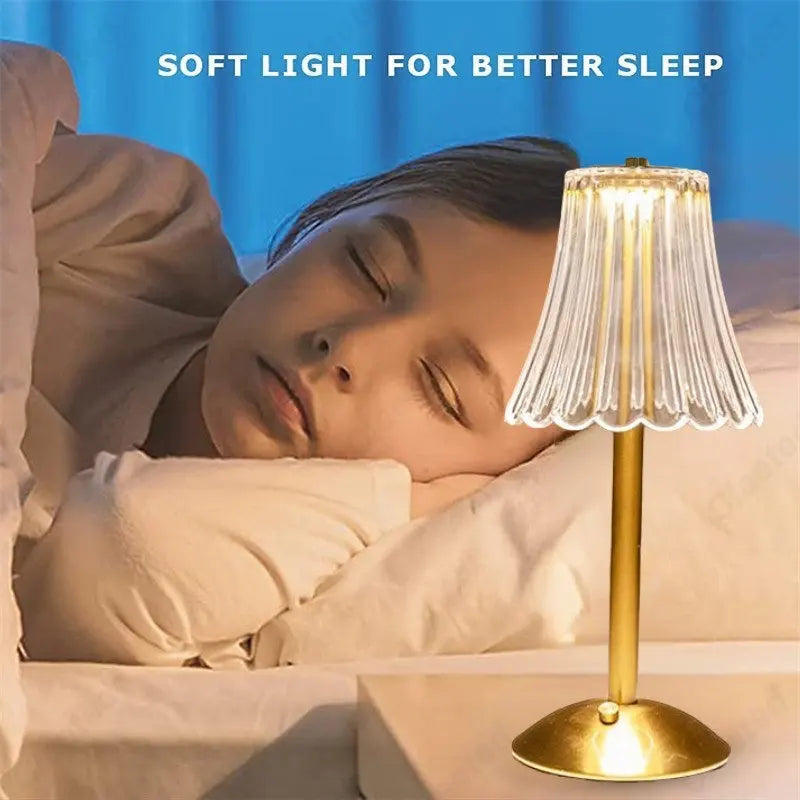 Bezprzewodowa lampa stołowa z kryształowym wykończeniem i ściemnialnym oświetleniem - GlamLight