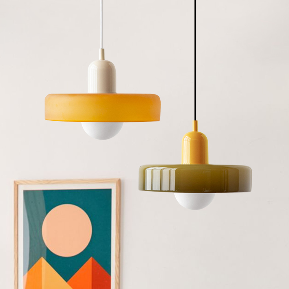 Kolorowa szklana lampa wisząca w stylu Bauhaus