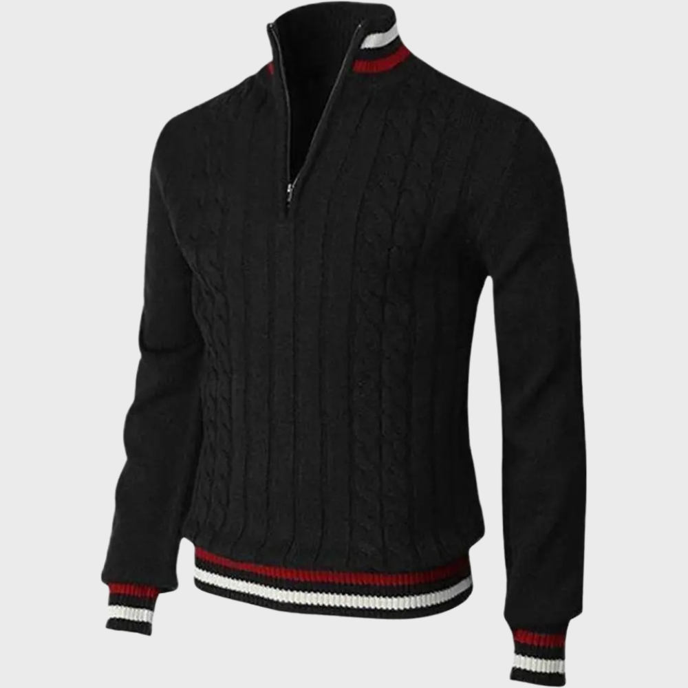 Berend - Elegancki Męski Sweter z Połowicznym Zamkiem