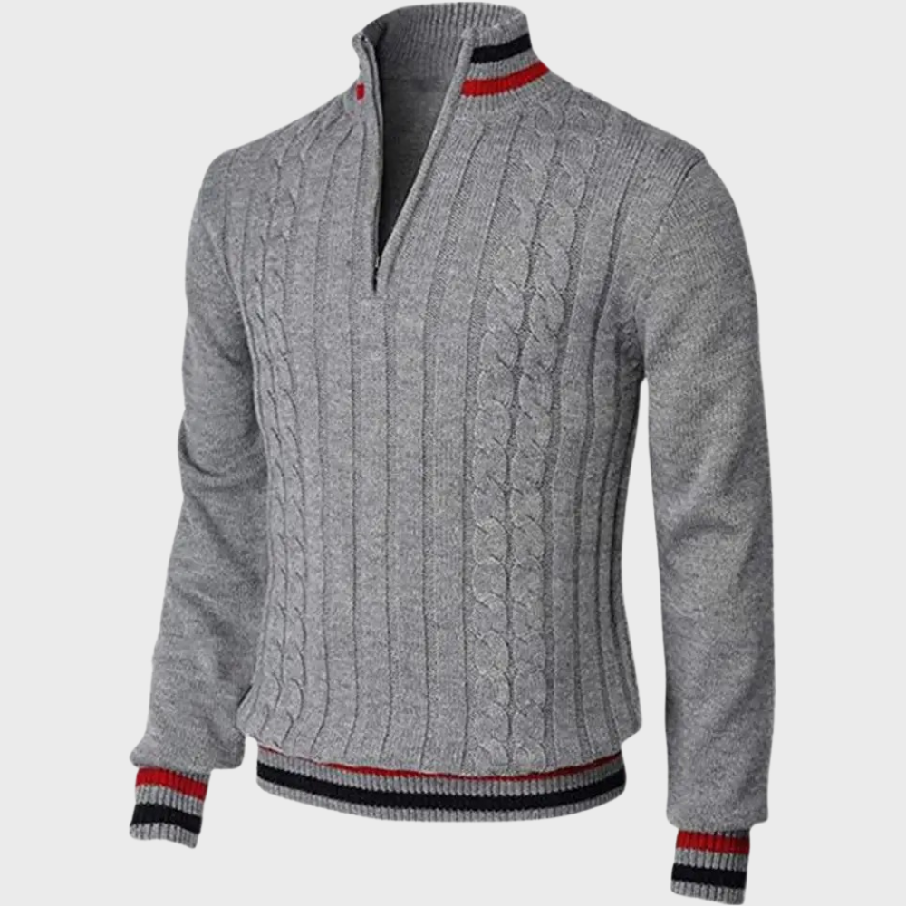 Berend - Elegancki Męski Sweter z Połowicznym Zamkiem