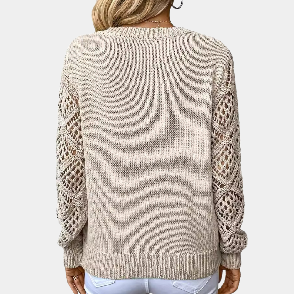 CECILIA - Elegancki Sweter Damski z Dekoltem w Serek