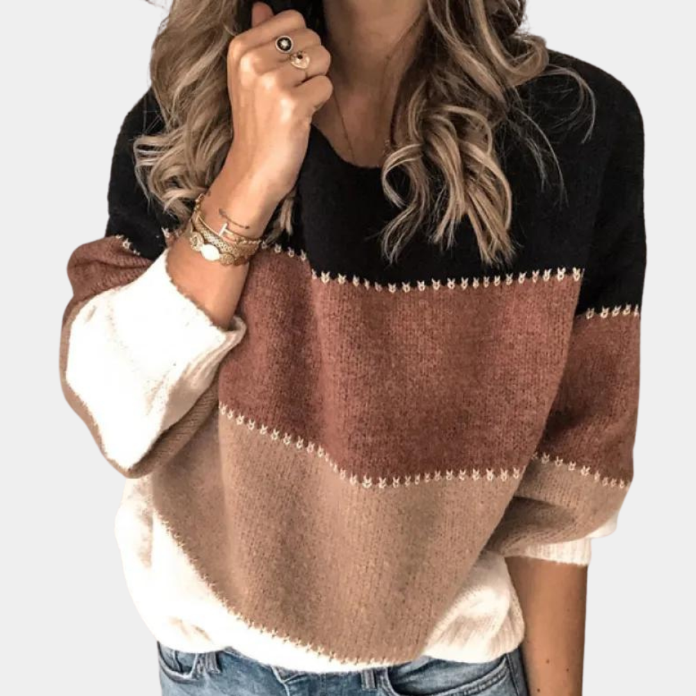 CHLOE - Elegancki sweter w paski na sezon jesienny