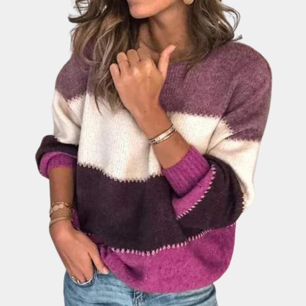 CHLOE - Elegancki sweter w paski na sezon jesienny