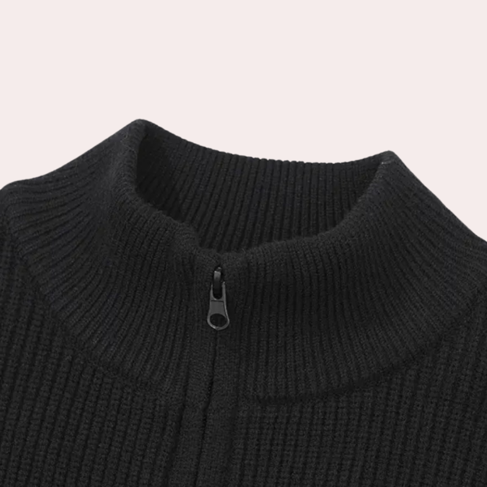 LARS | Stylowy męski sweter w paski z zamkiem
