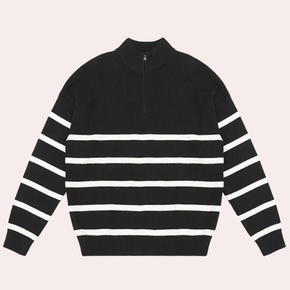 LARS | Stylowy męski sweter w paski z zamkiem