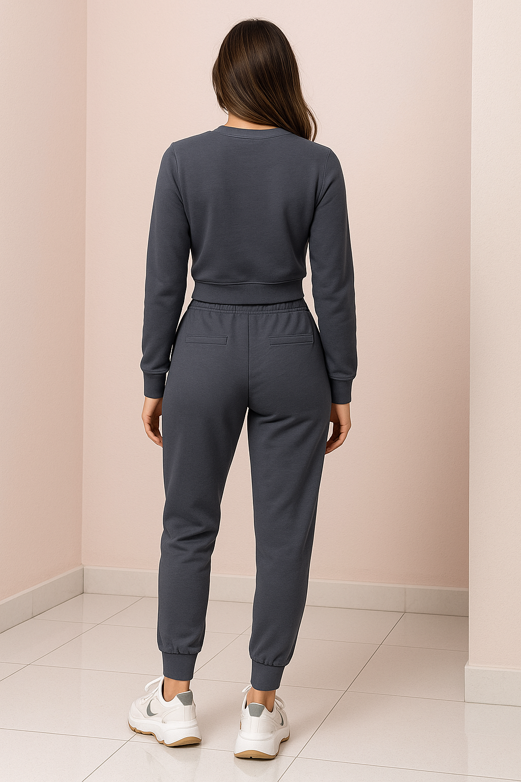 Stylowy Damski Dwu-częściowy Dres z Krótkim Swetrem