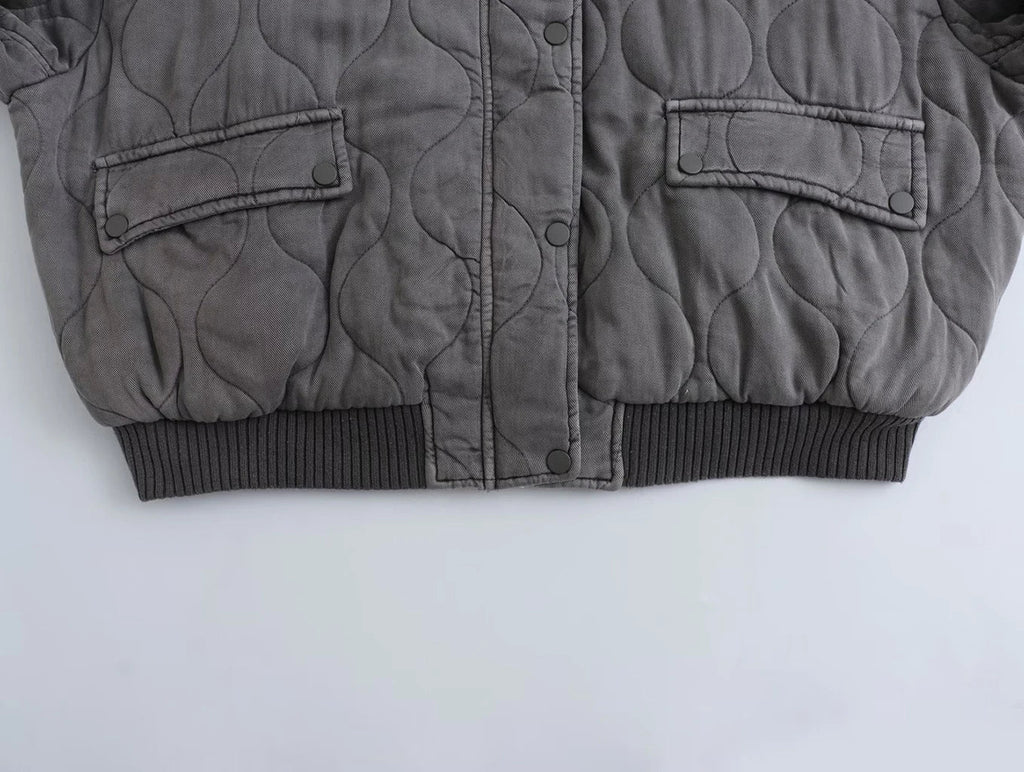 Damska Pikowana Kurtka Bomber - Casual Styl