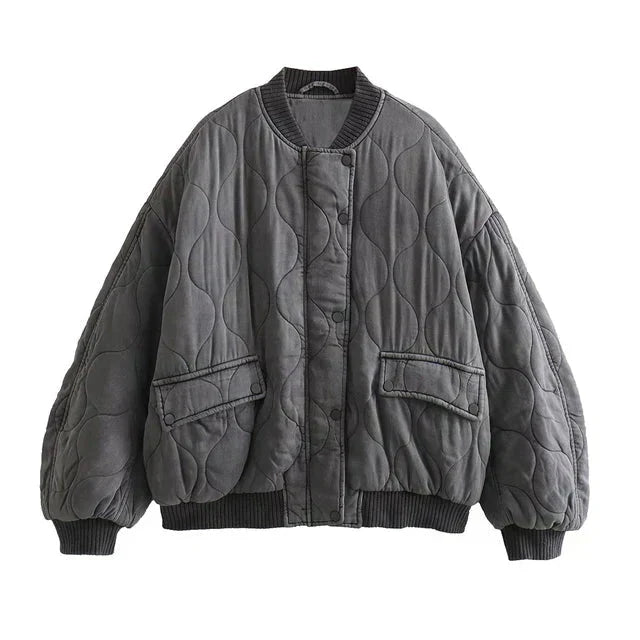 Damska Pikowana Kurtka Bomber - Casual Styl