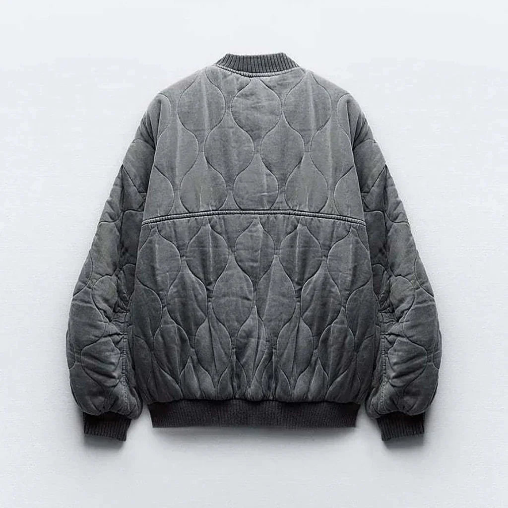 Damska Pikowana Kurtka Bomber - Casual Styl