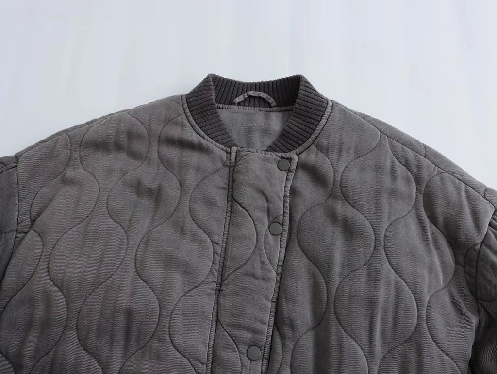 Damska Pikowana Kurtka Bomber - Casual Styl