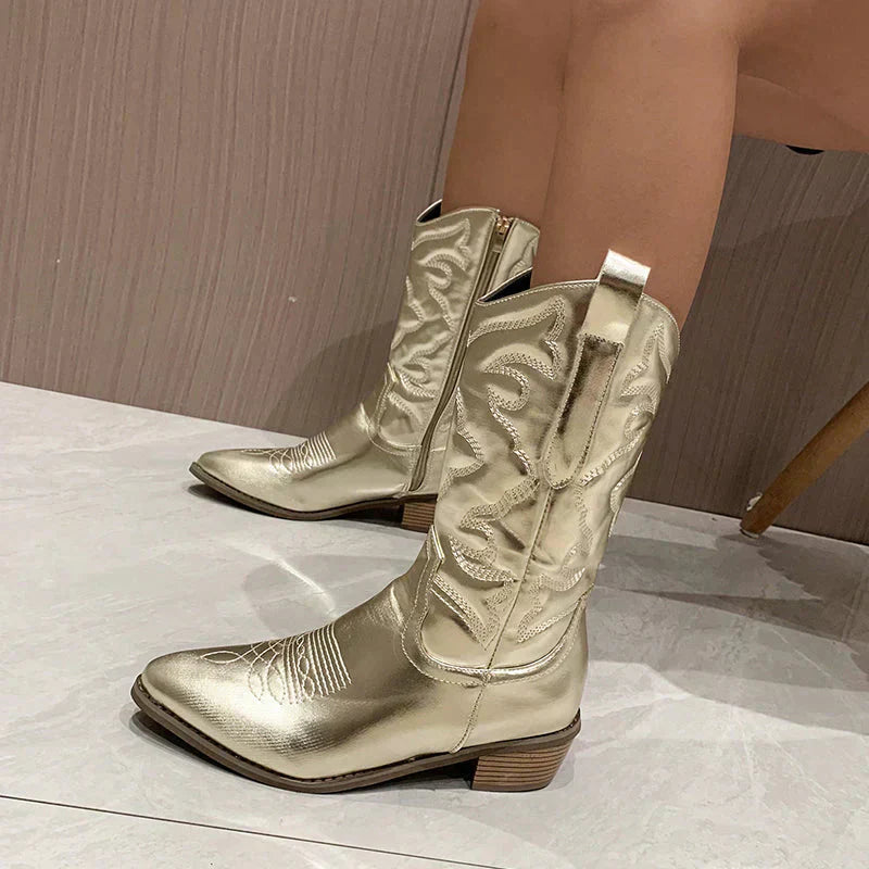 CAIT | Eleganckie metaliczne botki damskie