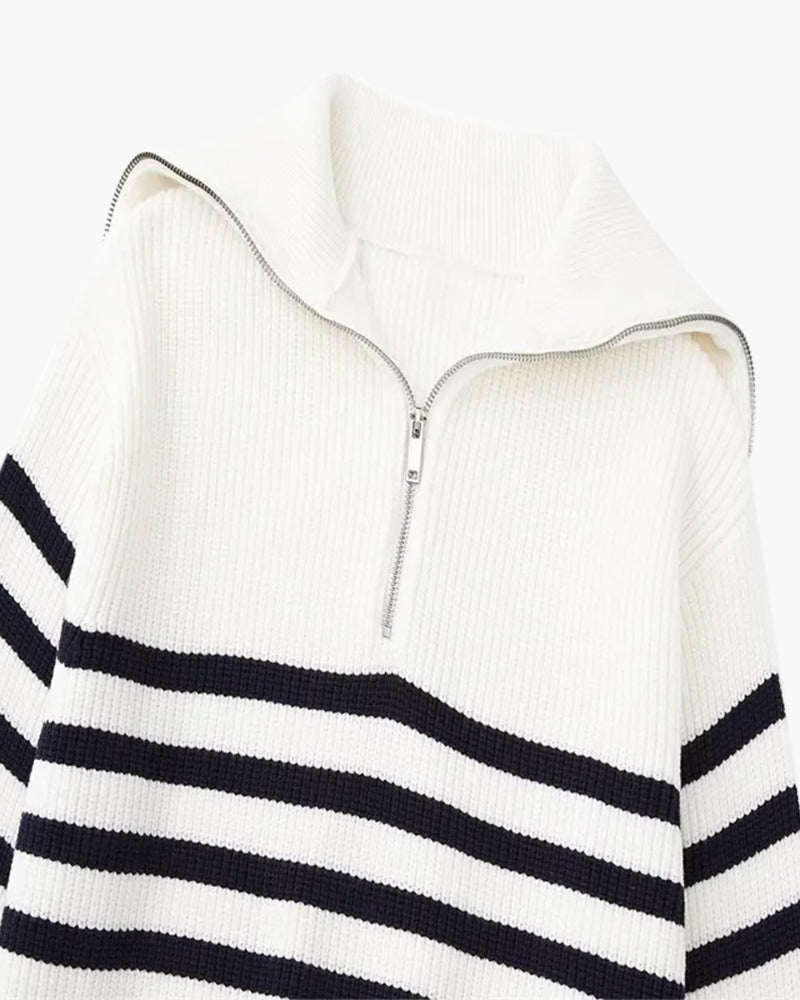 Sweter w Paski z Zippem