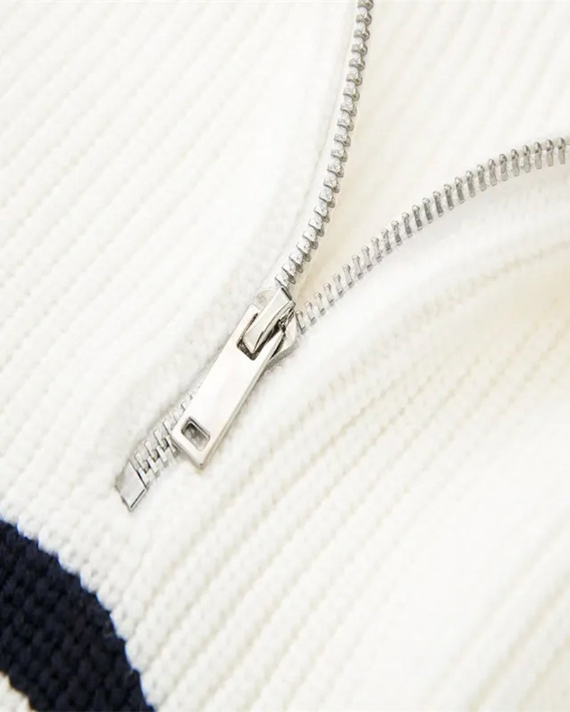 Sweter w Paski z Zippem