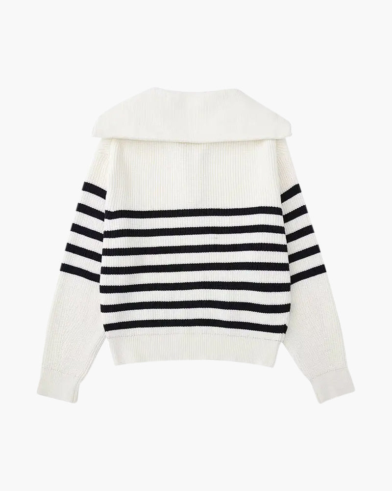 Sweter w Paski z Zippem