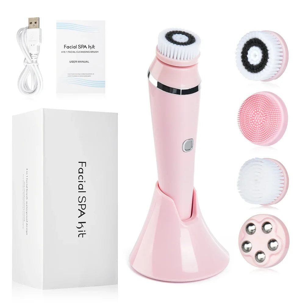 GlowCare - 4 w 1 Zestaw do Oczyszczania i Masażu Twarzy